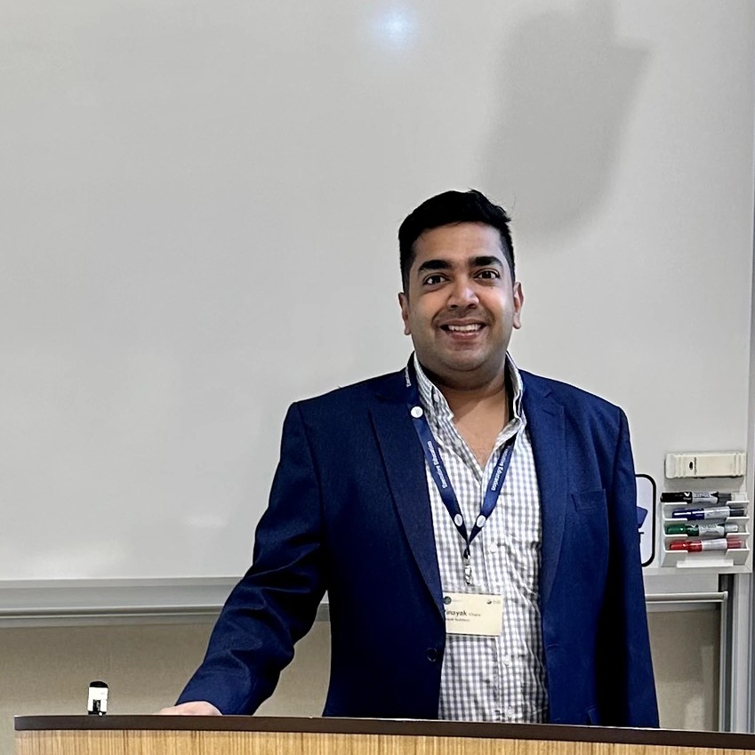 Vinayak Khare at a podium
